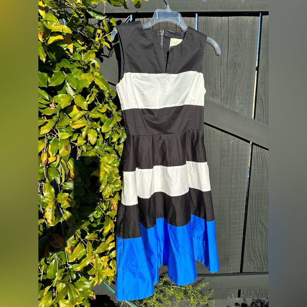 Kate Spade Deadstock Corley Colorblock Striped Cotton Fit & Flare Dress - Size 8